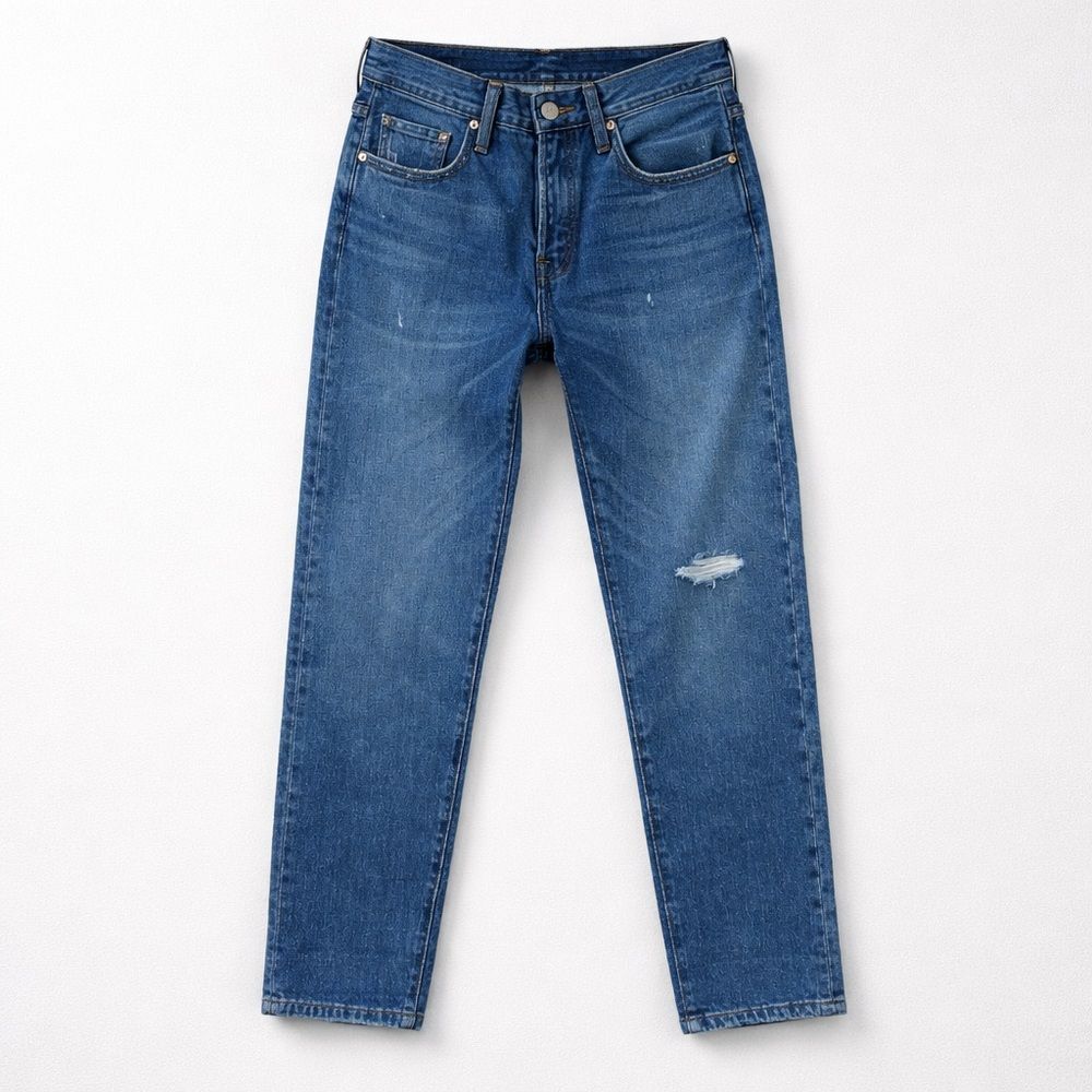 Levi’s 501 Cotton Button fly High-rise destroyed and distressed blue jeans